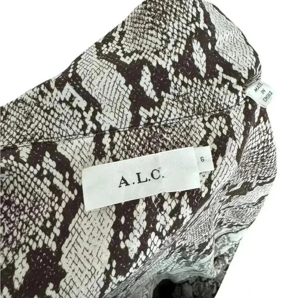 A.L.C. Clarkson Midi Shirt Dress in Nude Snake Print - Size 6 - Picture 7 of 7
